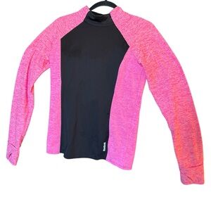 Reebok Shirt Womens Small Long Sleeve 1/4 Zip Athleisure Gym Running Yoga Pink